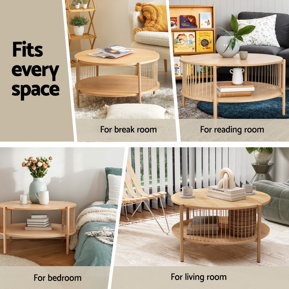 Nora 2-Tier Round Coffee Table – Large Natural – product view 7
