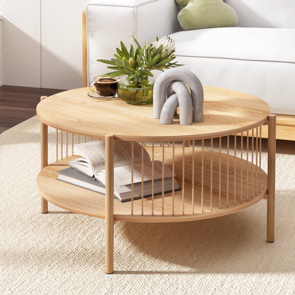 Nora 2-Tier Round Coffee Table – Large Natural