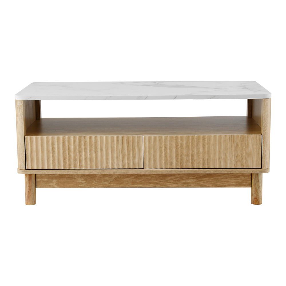Sienna Marble-Effect Storage Coffee Table – White &amp; Natural – product view 5