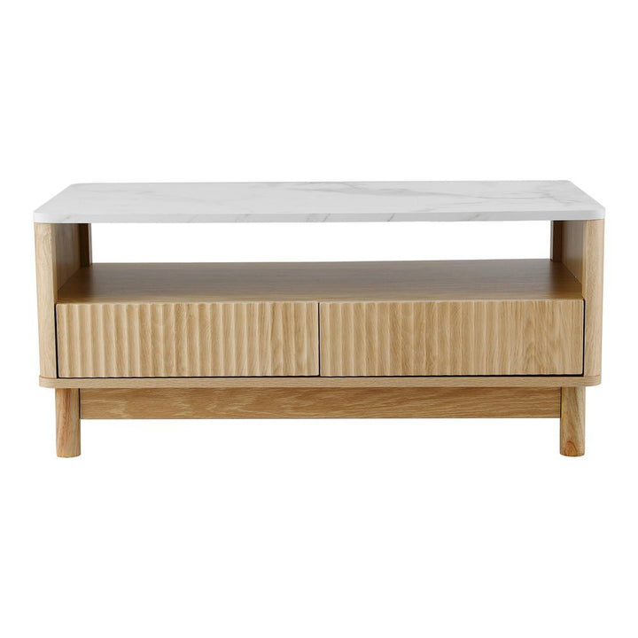 Sienna Marble-Effect Storage Coffee Table – White &amp; Natural – product view 5