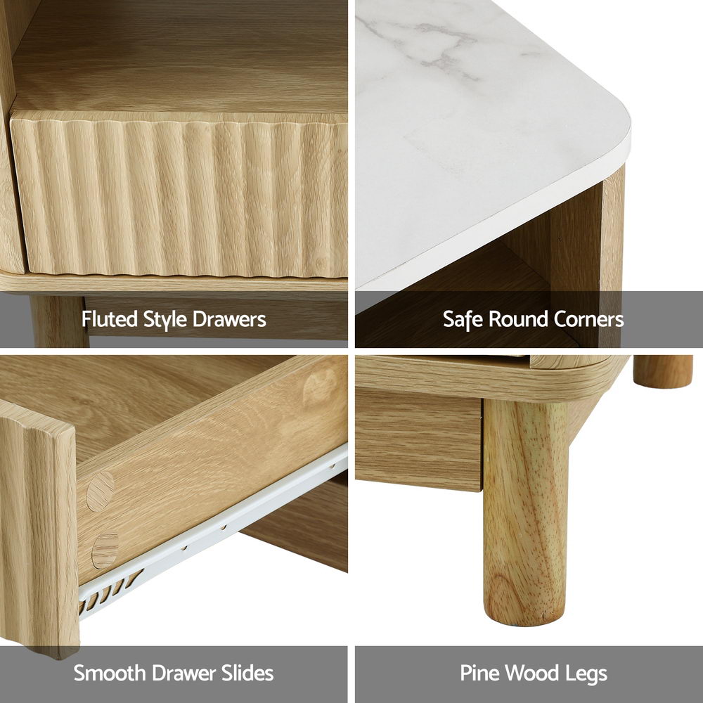 Sienna Marble-Effect Storage Coffee Table – White &amp; Natural – product view 7