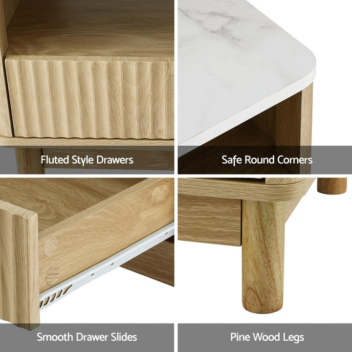 Sienna Marble-Effect Storage Coffee Table – White &amp; Natural – product view 7