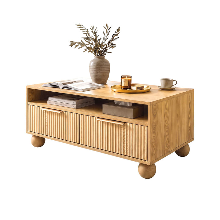 Elara 90cm Fluted Storage Coffee Table – Natural – product view 3