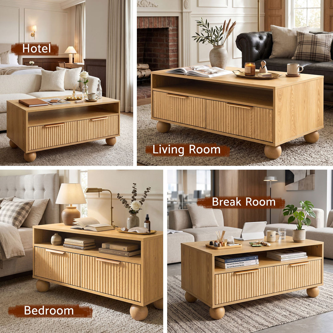 Elara 90cm Fluted Storage Coffee Table – Natural – product view 8