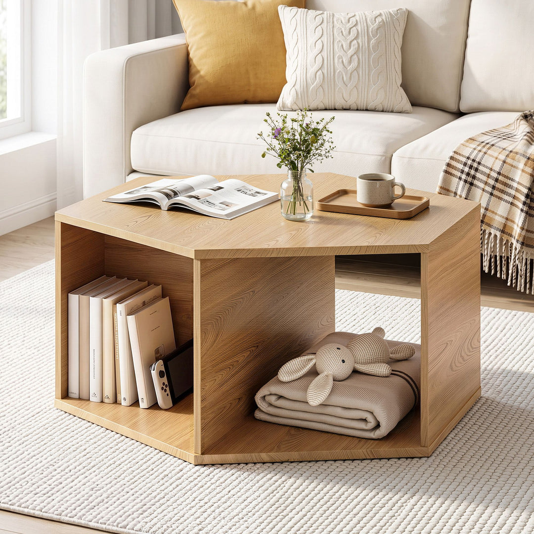 Hexa Open Storage Coffee Table – Natural