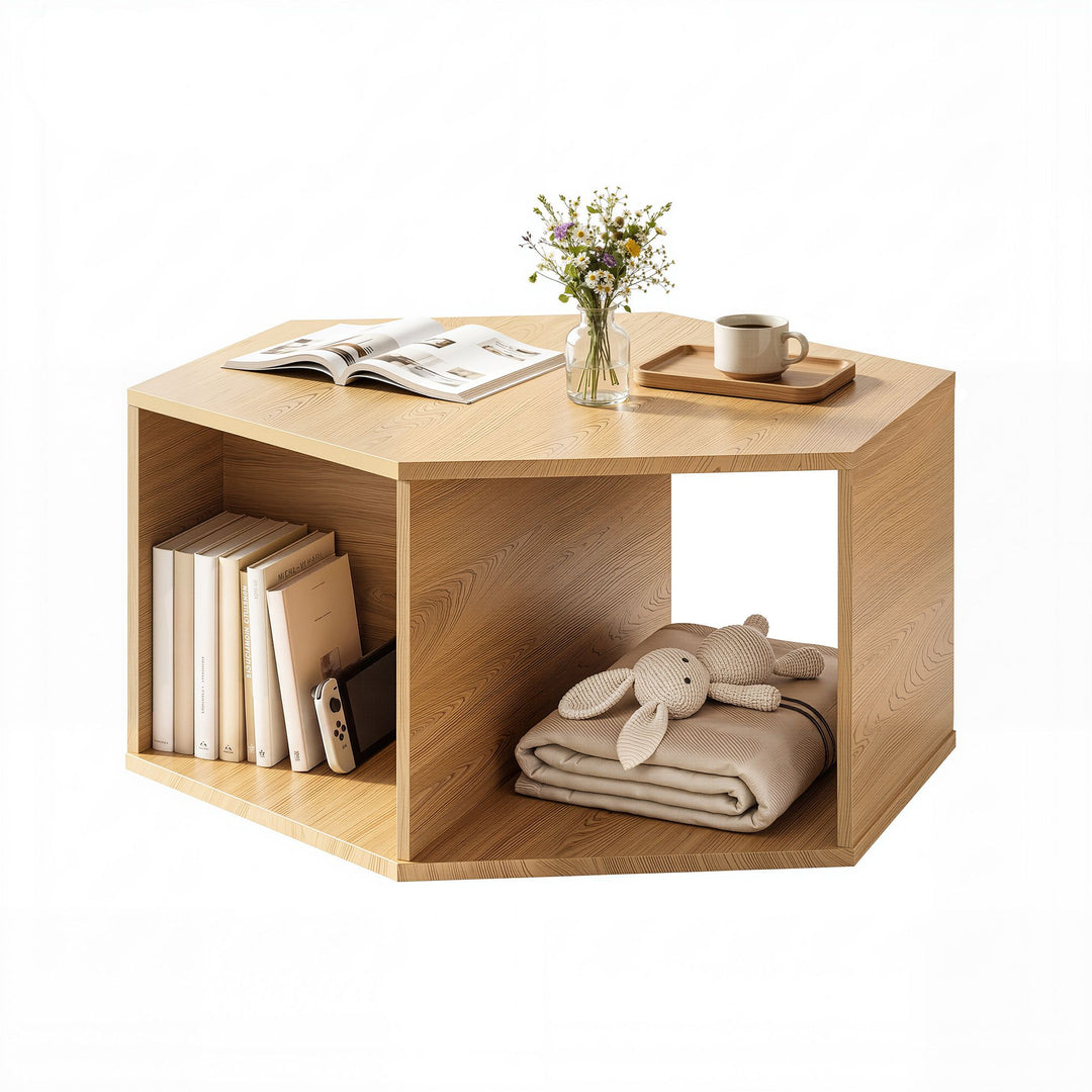 Hexa Open Storage Coffee Table – Natural – product view 3