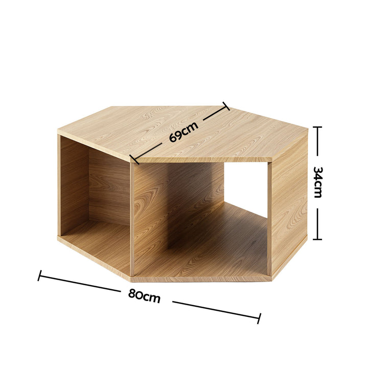 Hexa Open Storage Coffee Table – Natural – product view 4
