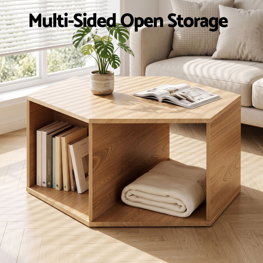 Hexa Open Storage Coffee Table – Natural – product view 2