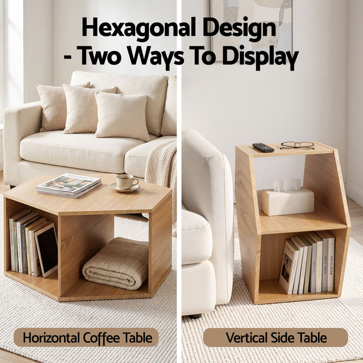 Hexa Open Storage Coffee Table – Natural – product view 6