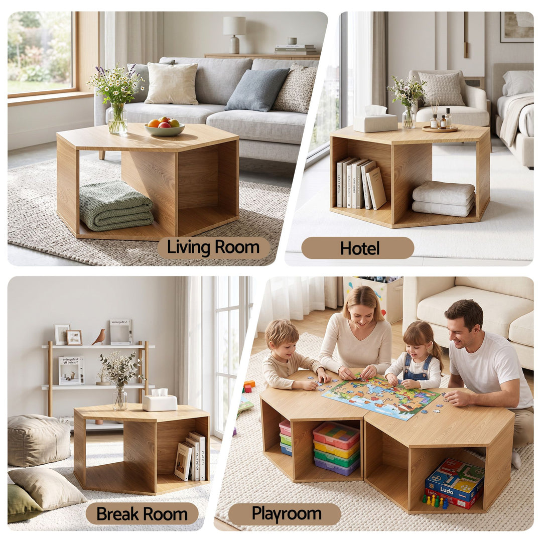 Hexa Open Storage Coffee Table – Natural – product view 8
