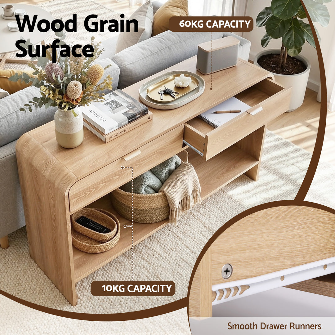 Harper Pine 120cm 2-Drawer Console Table – product view 5
