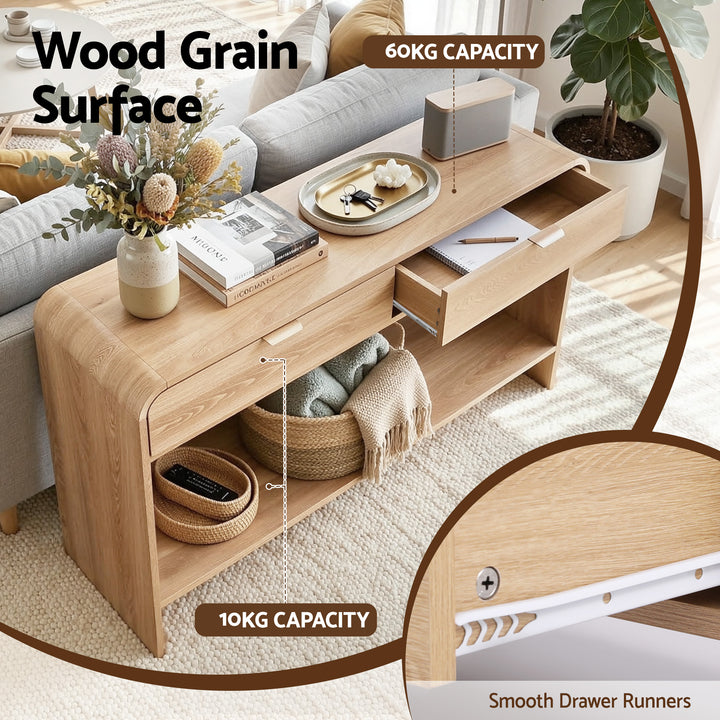 Harper Pine 120cm 2-Drawer Console Table – product view 5