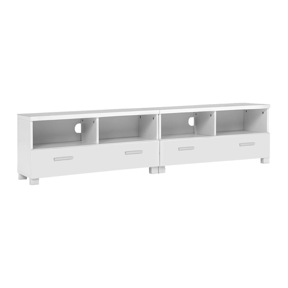 Eddie White TV Entertainment Unit – 3-in-1 Modular Design, 2 Sliding Drawers & 4 Open Shelves | 180cm - Greenora Living