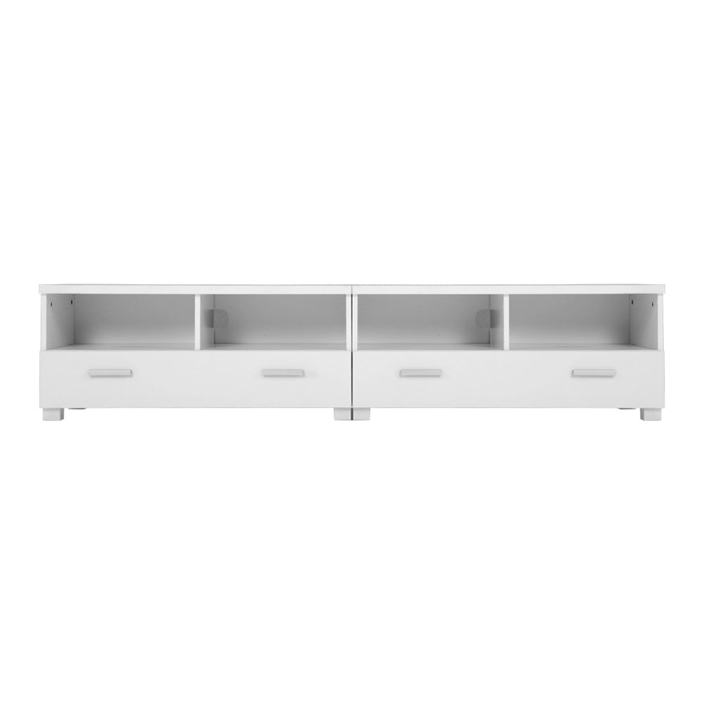 Eddie White TV Entertainment Unit – 3-in-1 Modular Design, 2 Sliding Drawers &amp; 4 Open Shelves | 180cm - Greenora Living