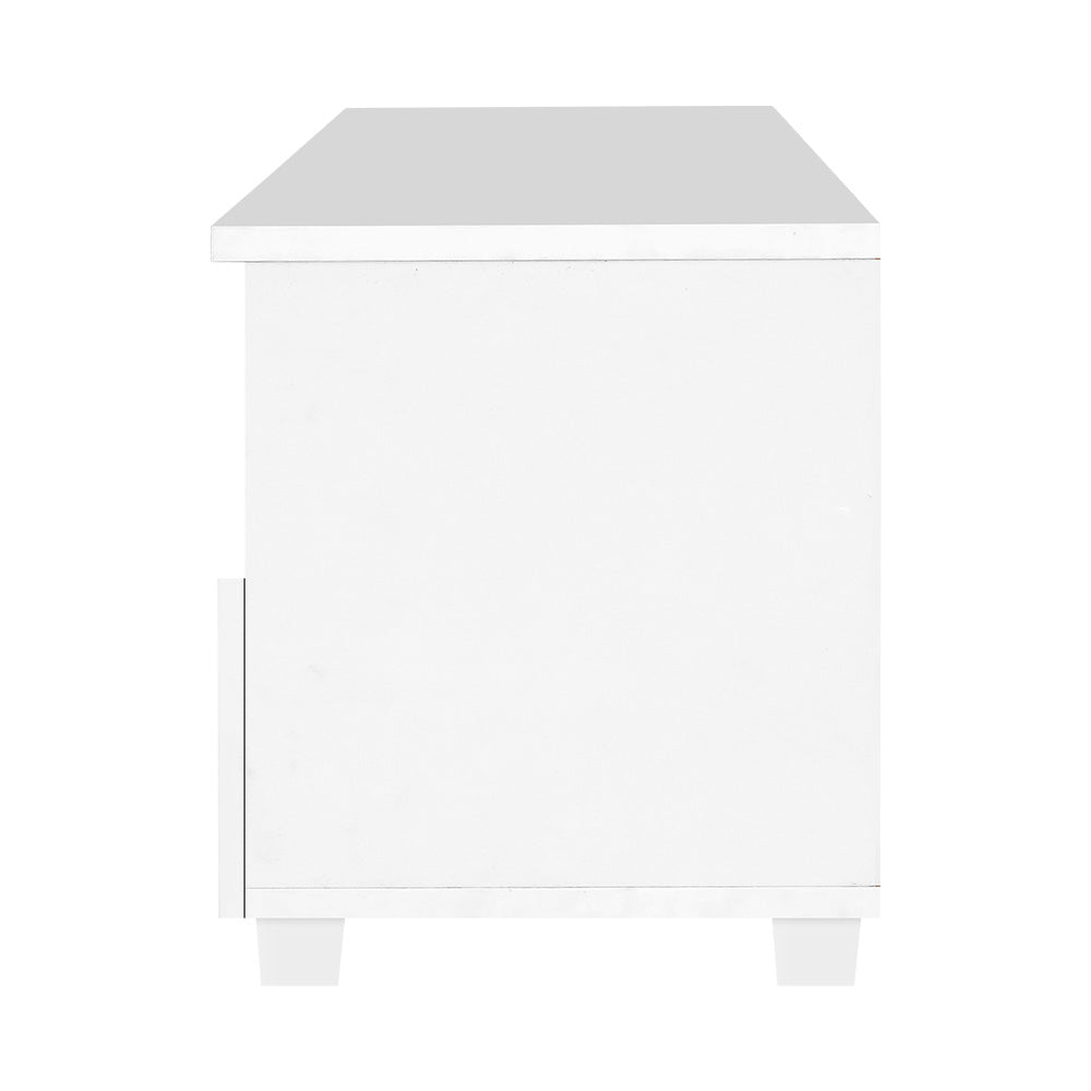 Eddie White TV Entertainment Unit – 3-in-1 Modular Design, 2 Sliding Drawers &amp; 4 Open Shelves | 180cm - Greenora Living