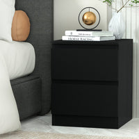 Handleless Black Bedside Table | 2 Deep Drawers & 15mm Particle Board | Greenora Living Australia