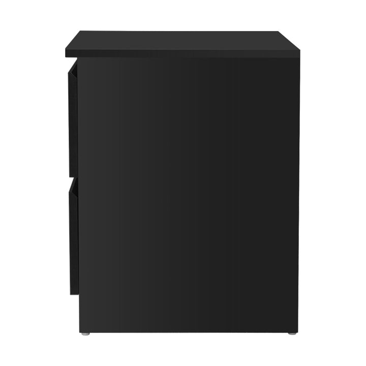 Handleless Bedside Table with 2 Deep Drawers – Black 15mm Particle Board - Greenora Living