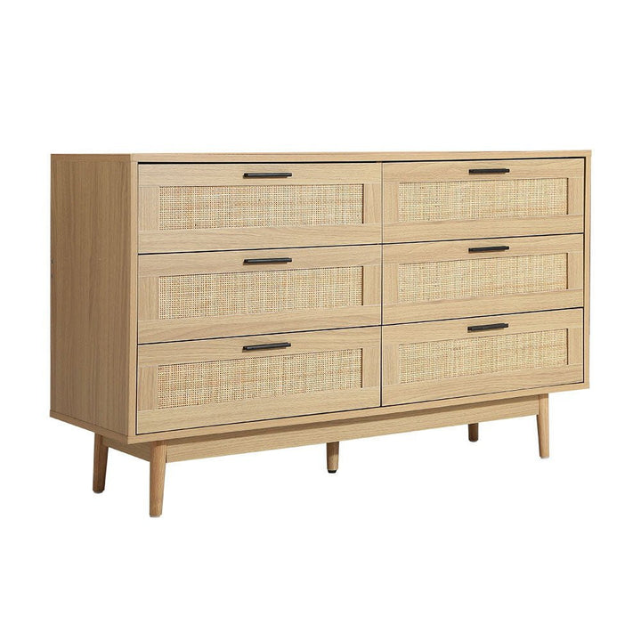 Willow 6-Drawer Rattan Lowboy Dresser – product view 3