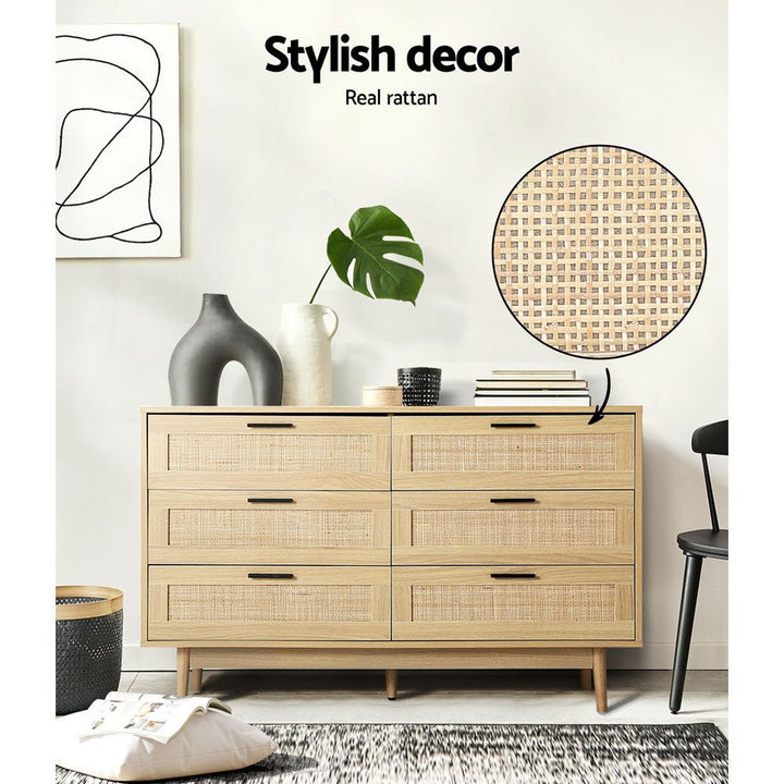 Willow 6-Drawer Rattan Lowboy Dresser – product view 2