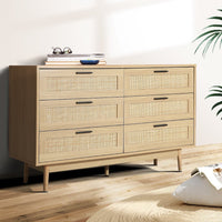 Willow 6-Drawer Rattan Lowboy Dresser