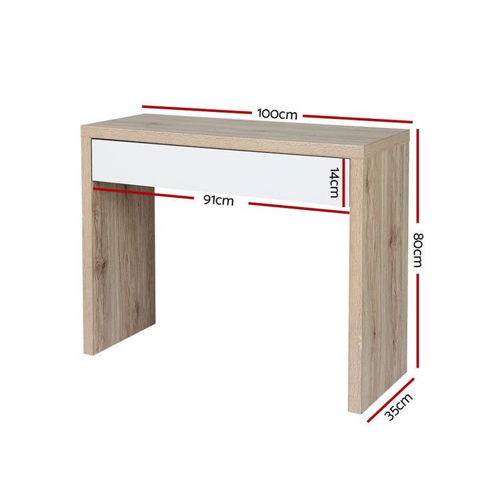 Sora White &amp; Pine Console Table with Drawer – product view 4