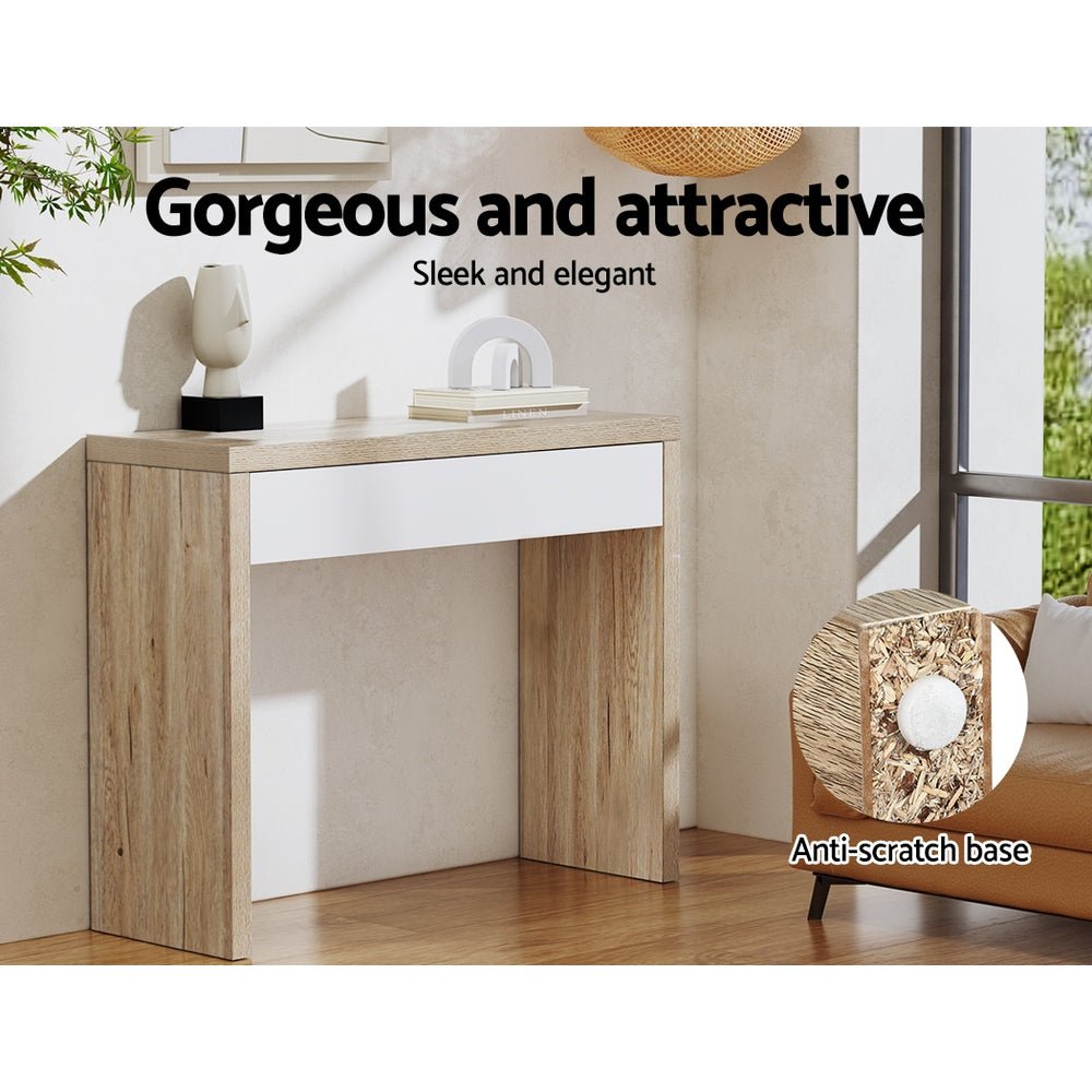 Sora White &amp; Pine Console Table with Drawer – product view 6