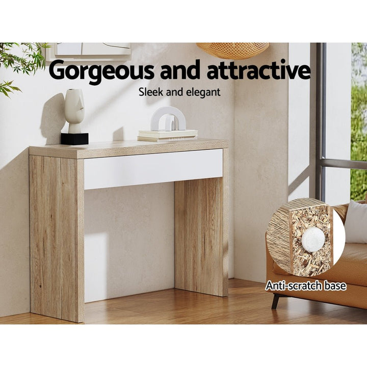 Sora White &amp; Pine Console Table with Drawer – product view 6