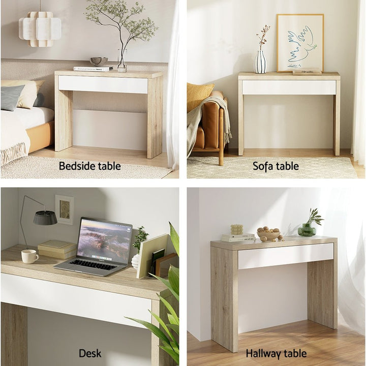 Sora White &amp; Pine Console Table with Drawer – product view 7