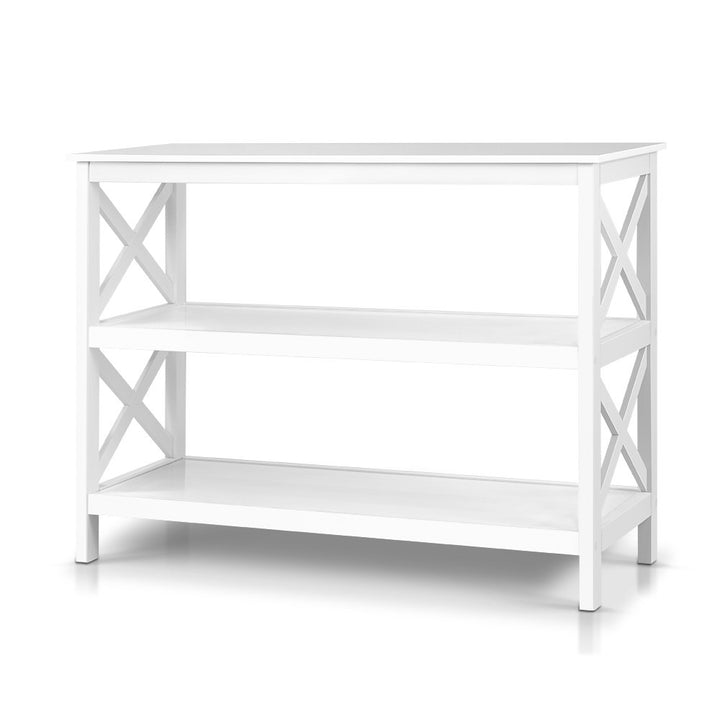 Luma White 3-Tier Console Table – product view 3