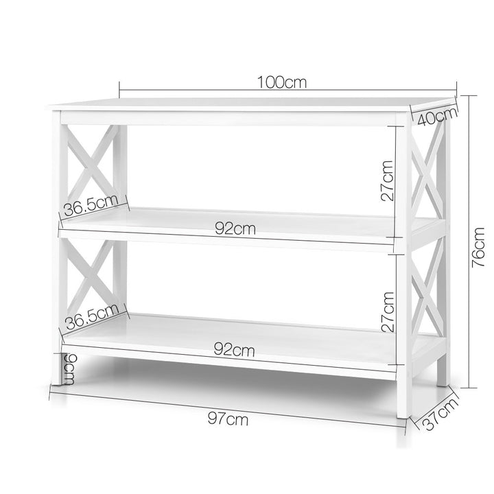 Luma White 3-Tier Console Table – product view 4