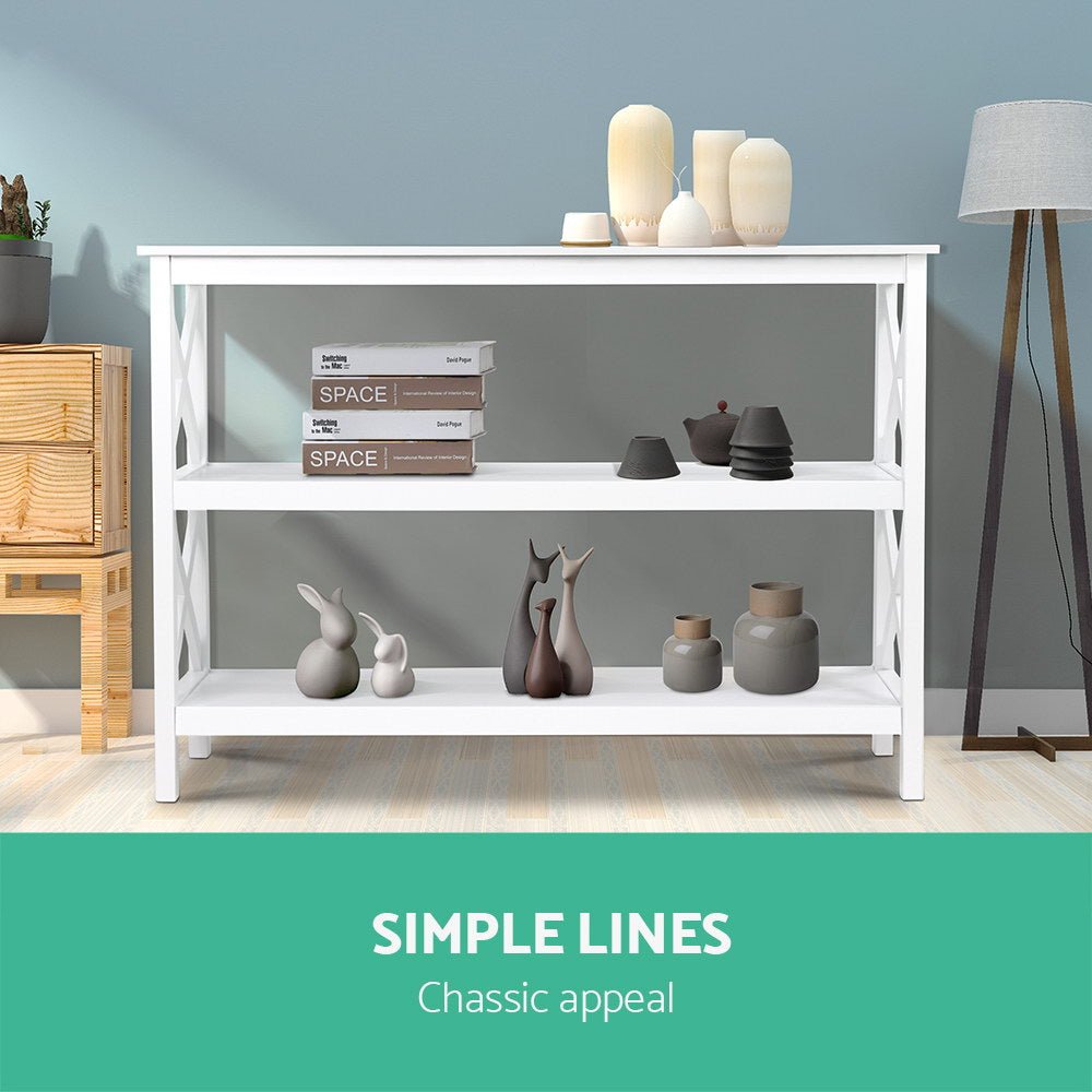Luma White 3-Tier Console Table – product view 2