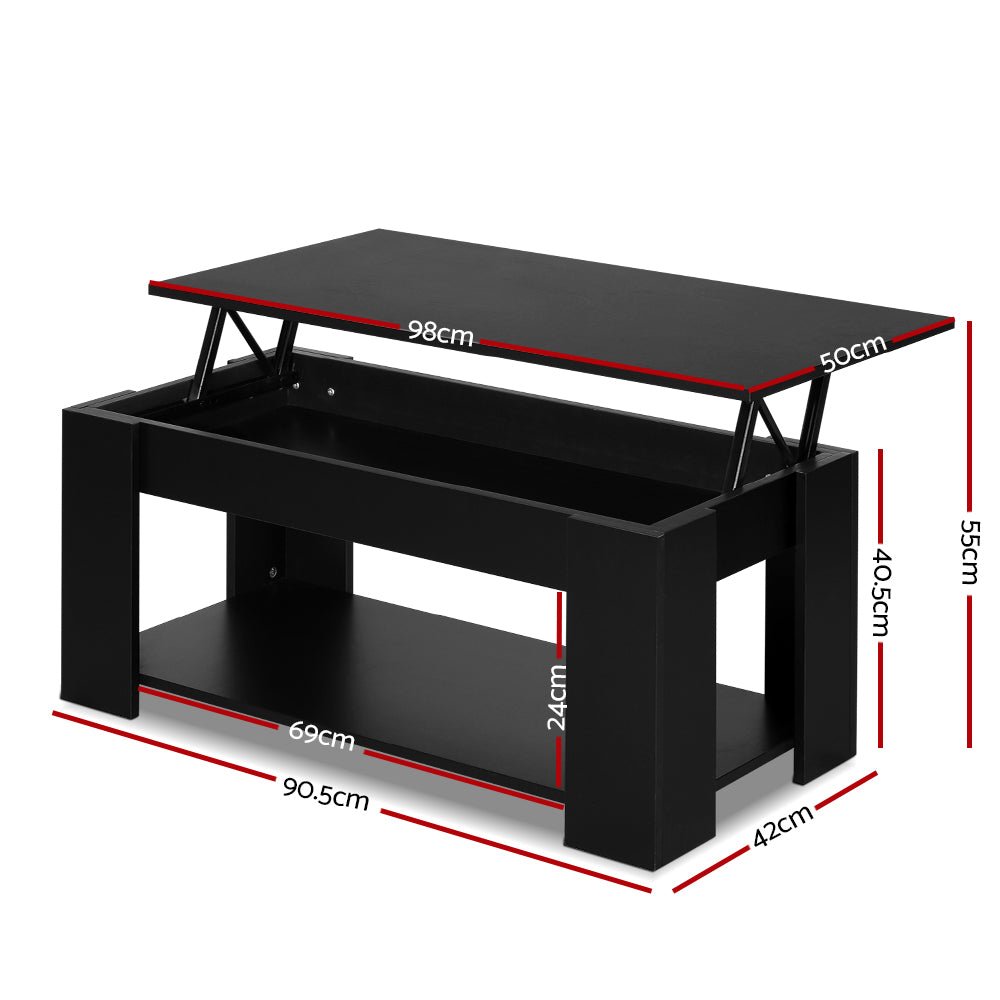 Arlo Lift-Top Storage Coffee Table – Black – product view 3