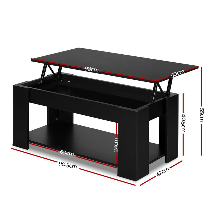 Arlo Lift-Top Storage Coffee Table – Black – product view 3