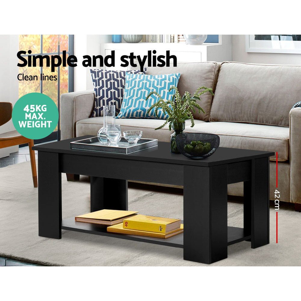 Arlo Lift-Top Storage Coffee Table – Black – product view 2