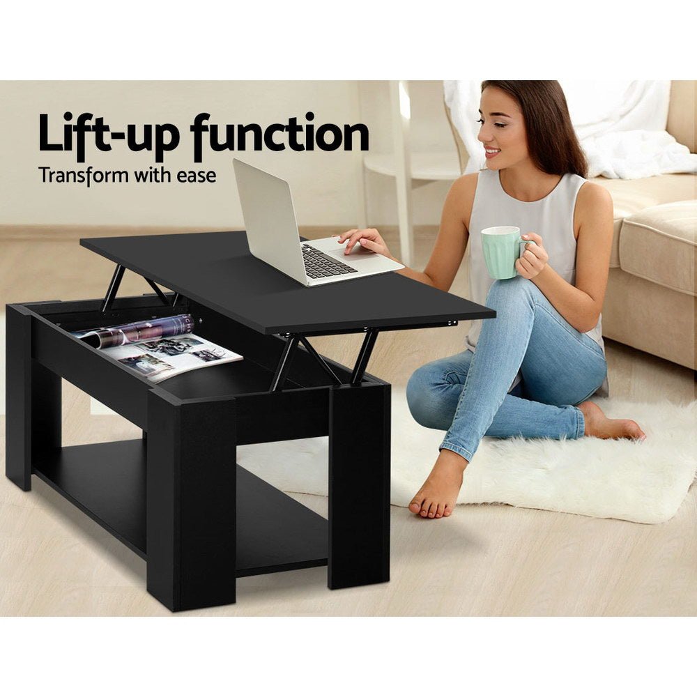 Arlo Lift-Top Storage Coffee Table – Black – product view 4
