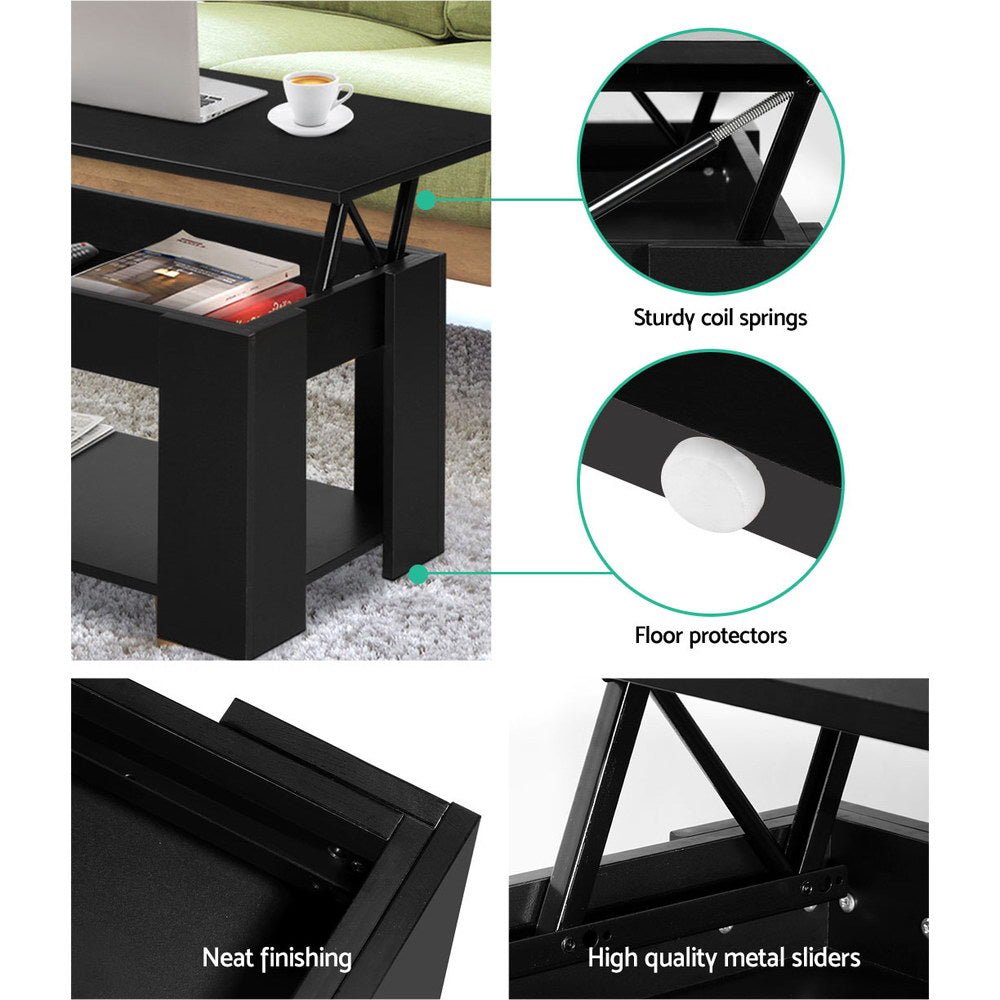 Arlo Lift-Top Storage Coffee Table – Black – product view 6