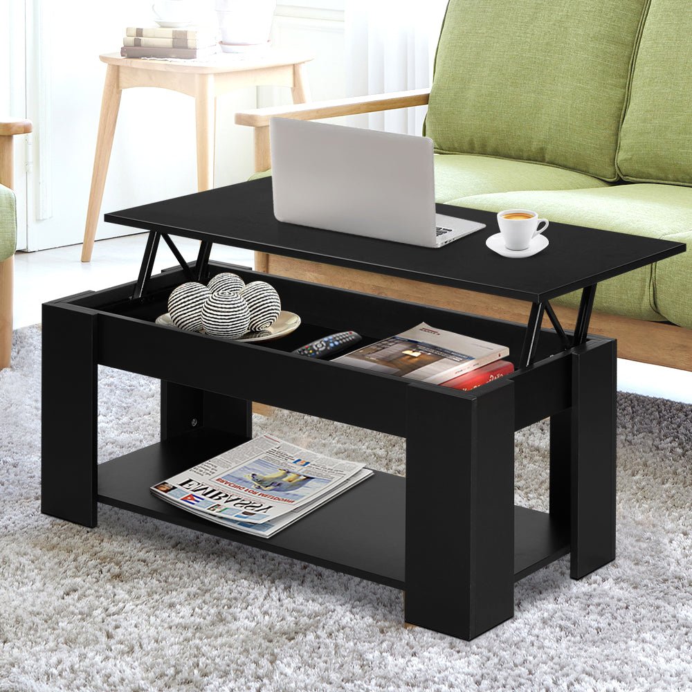 Arlo Lift-Top Storage Coffee Table – Black – product view 7
