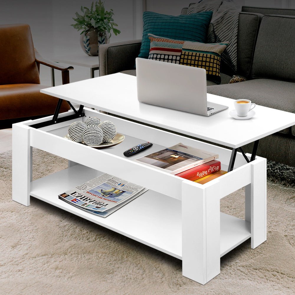 Arlo Lift-Top Storage Coffee Table – White