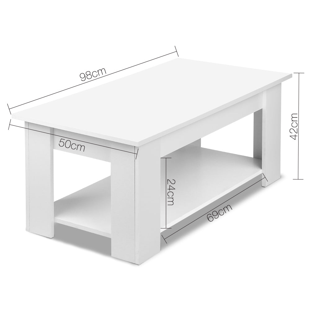 Arlo Lift-Top Storage Coffee Table – White – product view 3