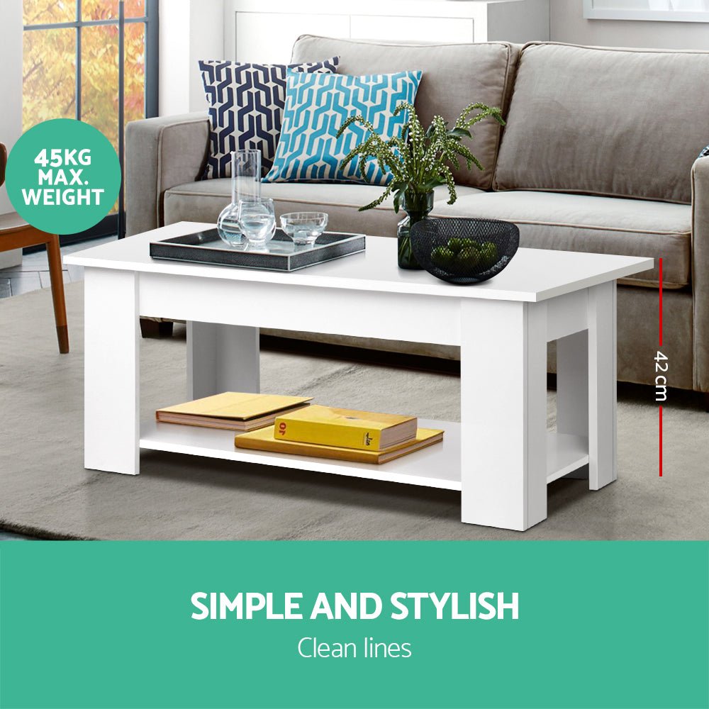 Arlo Lift-Top Storage Coffee Table – White – product view 2
