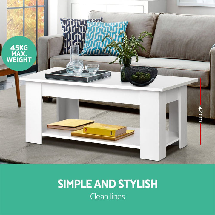 Arlo Lift-Top Storage Coffee Table – White – product view 2