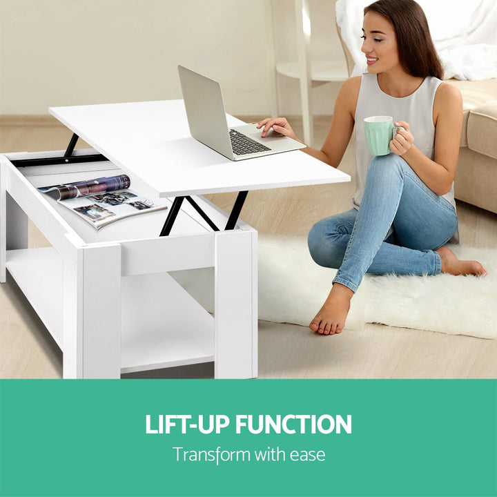 Arlo Lift-Top Storage Coffee Table – White – product view 4