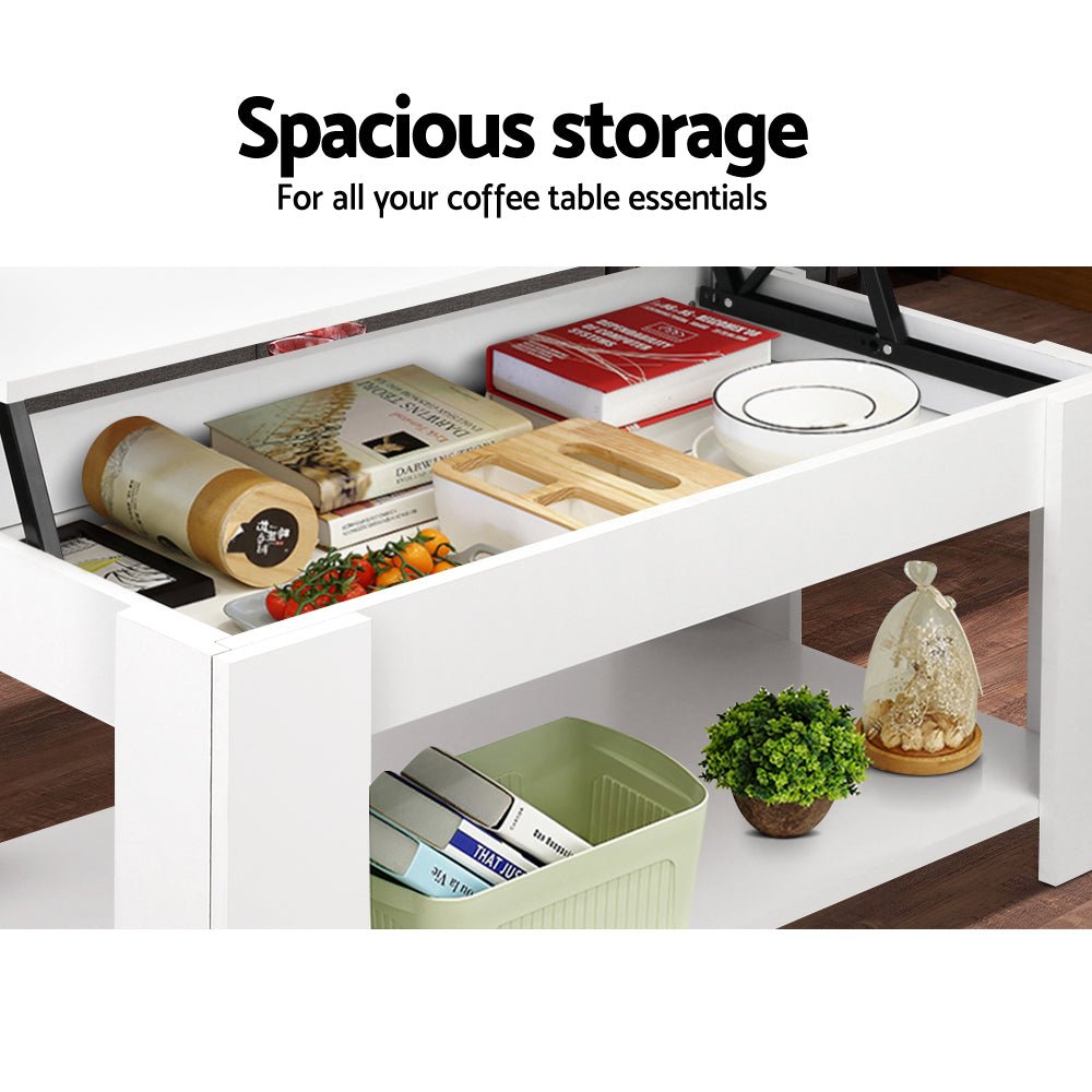 Arlo Lift-Top Storage Coffee Table – White – product view 5