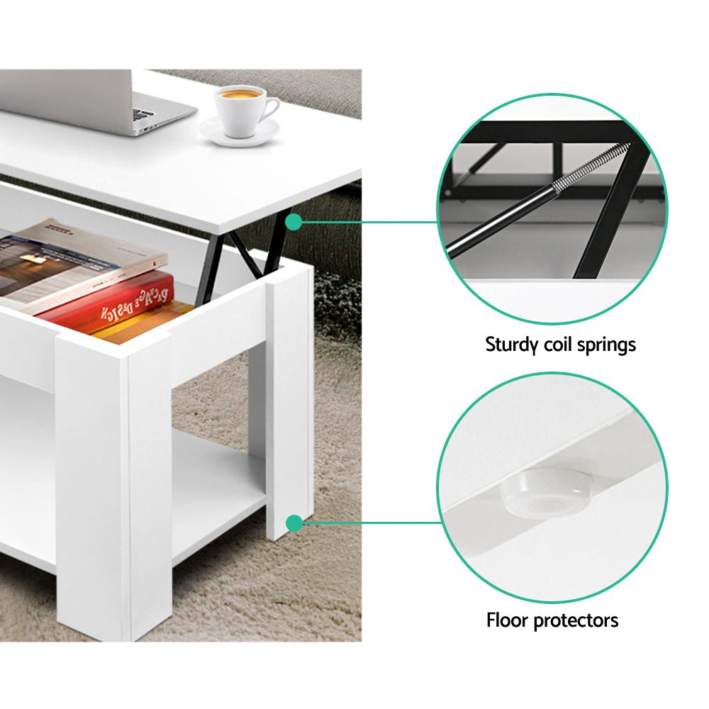 Arlo Lift-Top Storage Coffee Table – White – product view 6