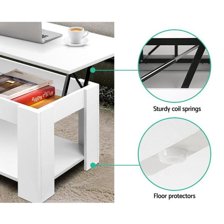 Arlo Lift-Top Storage Coffee Table – White – product view 6