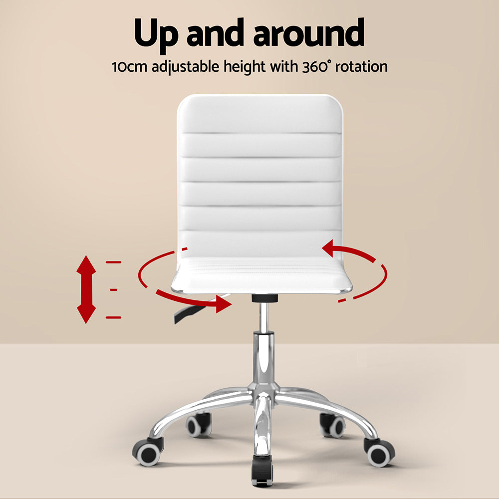 Home Office Desk &amp; Chair Set – 100cm Desk with Drawer &amp; Cabinet | PU Leather Chair | White - Greenora Living