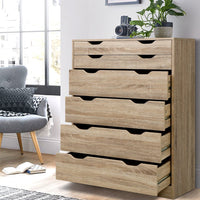 6-Drawer Tallboy Dresser | Scandi Oak, Air Gap Handles & Wall Mount Bracket | Greenora Living Australia