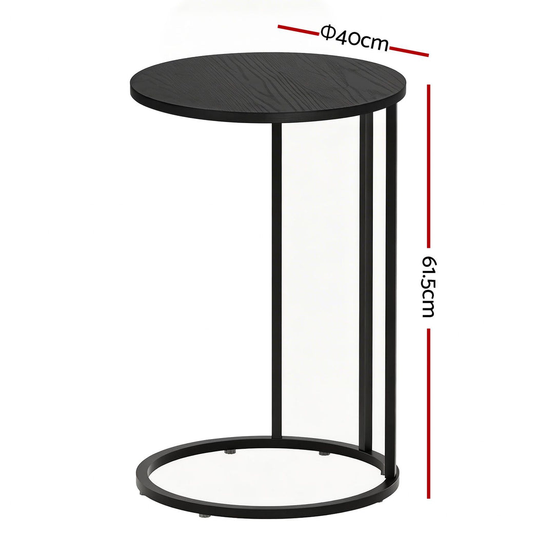 Cora C-Shaped Round Side Table Set of 2 – Black – product view 3