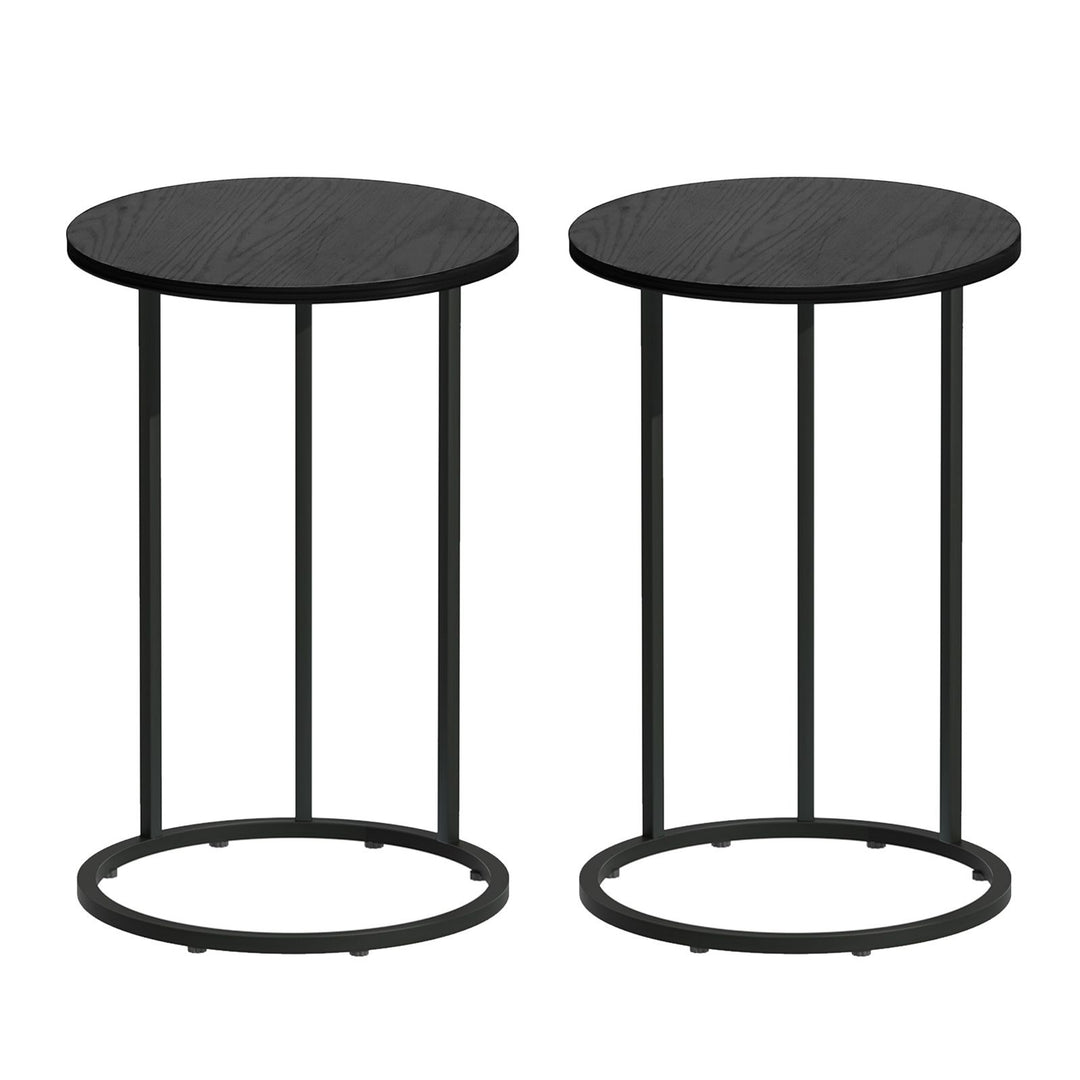 Cora C-Shaped Round Side Table Set of 2 – Black – product view 4