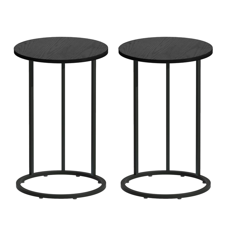 Cora C-Shaped Round Side Table Set of 2 – Black – product view 4